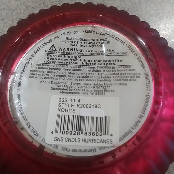 Kohl's Accents Frosted Red Hurricane Candle Holder Poshmark